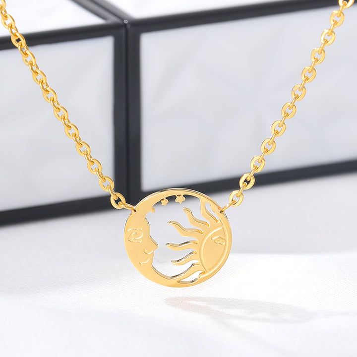 Moon and Sun Coin Pendant Necklace