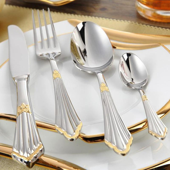 4-Piece Luxury Gold Inlay Cutlery Set