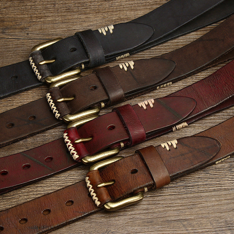 Handmade Retro First Layer Cow Leather Belt