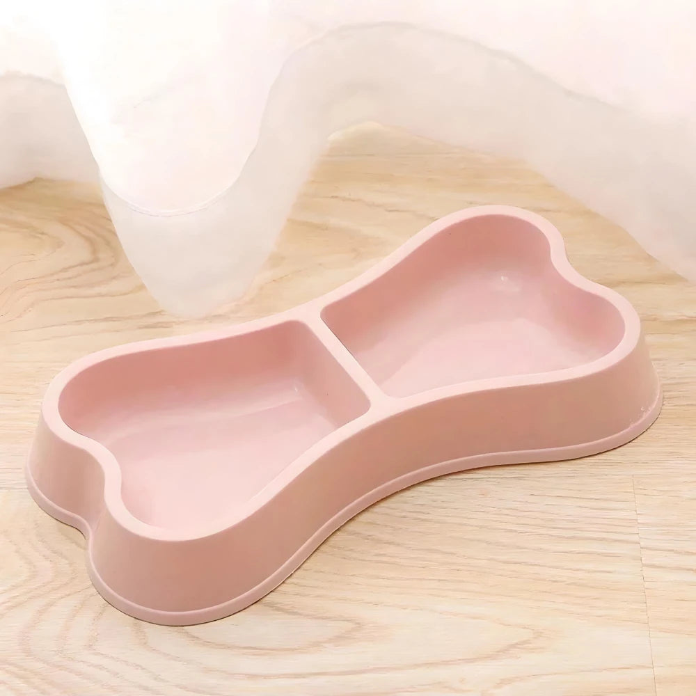 Macaron Colored Bone-Shaped Pet Double Bowl