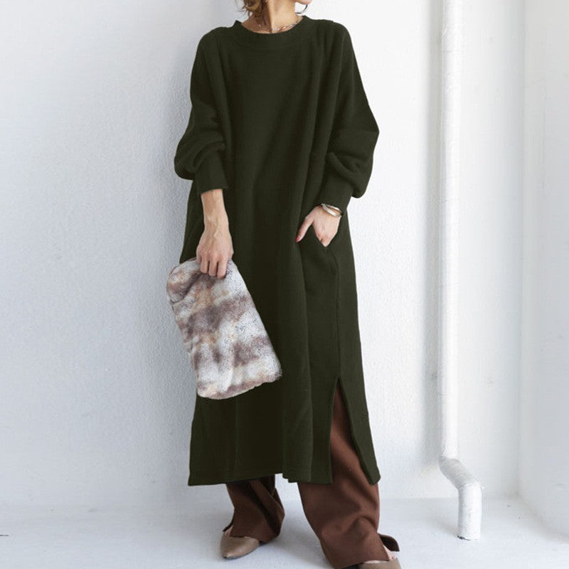 Commuting Crew Neck Cotton American Pullover Sweater Dress