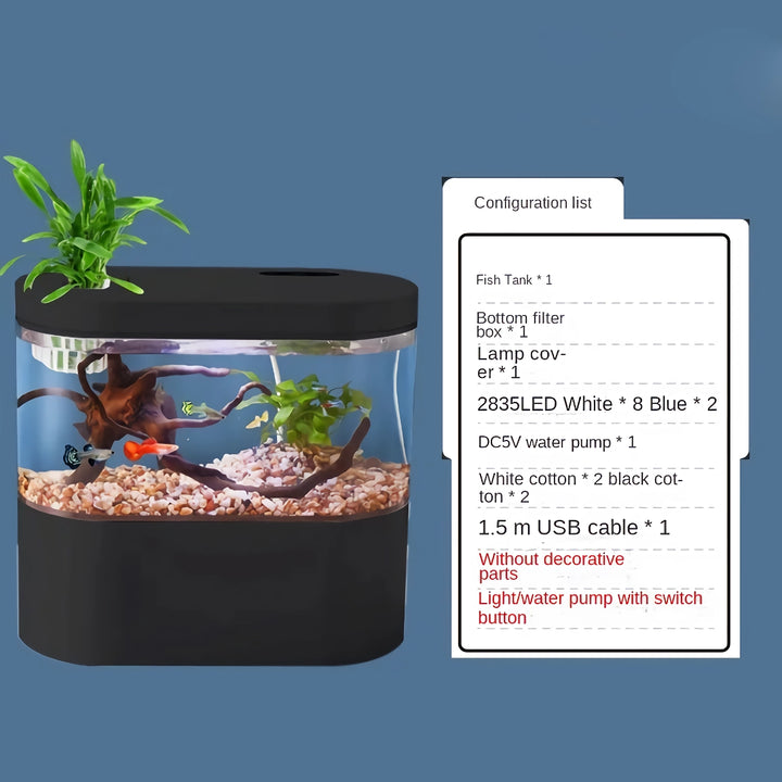 Mini Self-Circulation Goldfish Tank - Eco-Friendly Tabletop Aquarium