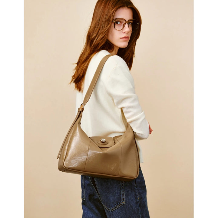 Elegant Leather Tote Shoulder Crossbody Bag