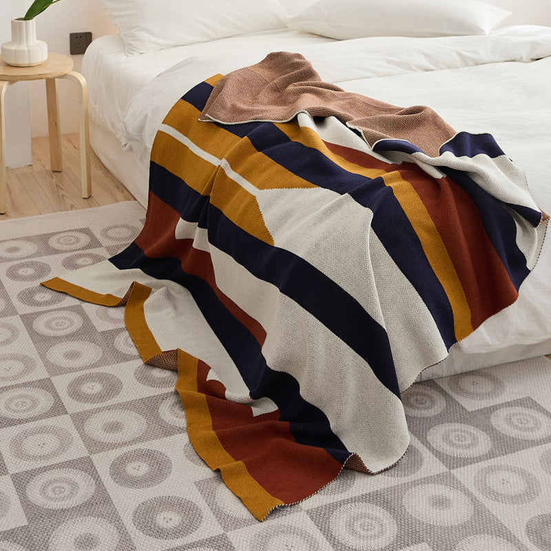 Modern Bohemian Stripe Plaid Throw Blanket