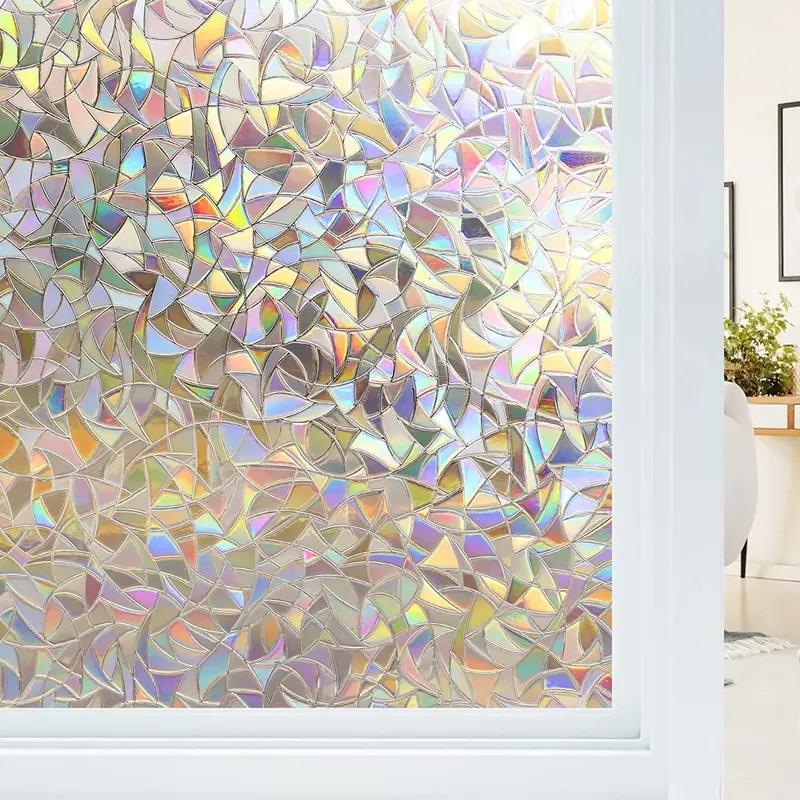 Window Privacy Film Rainbow Static Cling Stained Glass Film