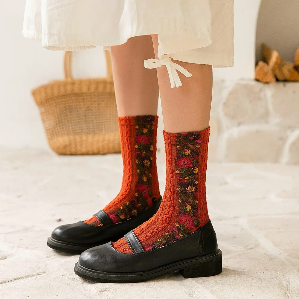 Funny Women’s Harajuku Flower Socks