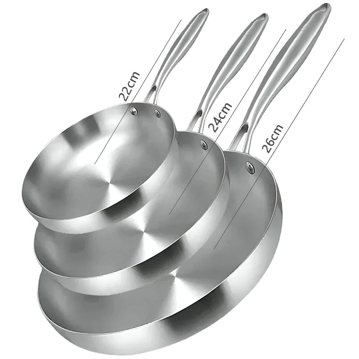 3PCS Stainless Steel Frying Pan Set