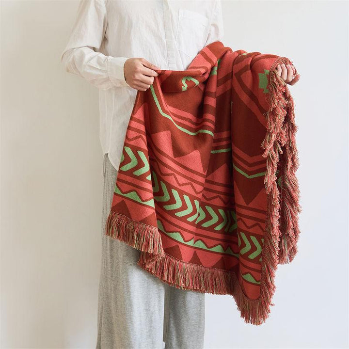 Indian Tribal Geometric Pattern Throw Blanket