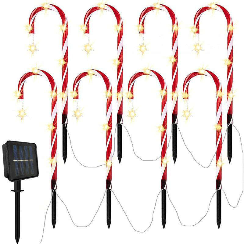 Solar Christmas Crutches Ground Plug Light Decoration Landscape Lamp