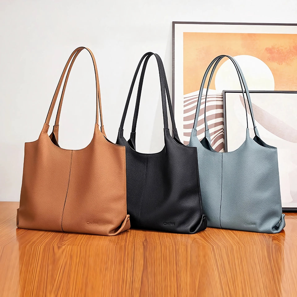 Women’s Versatile Leather Tote Bag - Elegant Shoulder & Crossbody Handbag