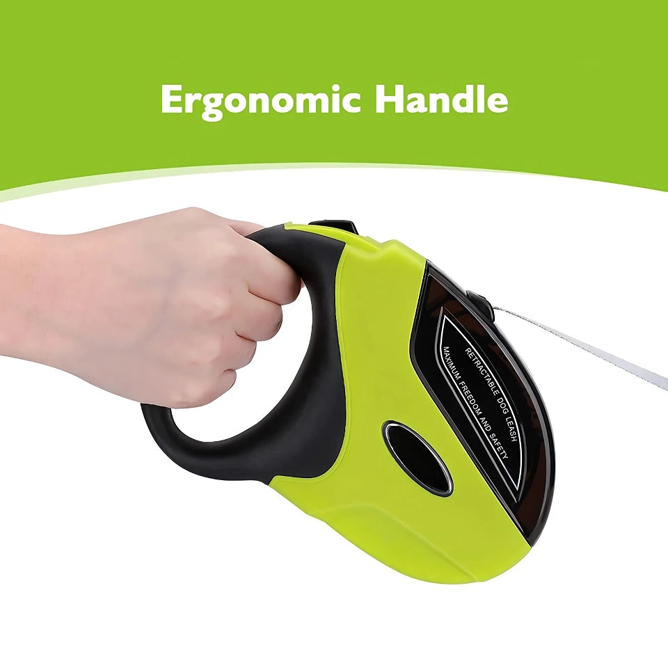 Strong Retractable Dog Leash with Ergonomic Handle and One-Handed Brake