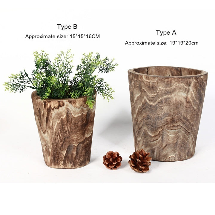 Handmade Wooden Flower Pot Flower Bucket Vase Decoration