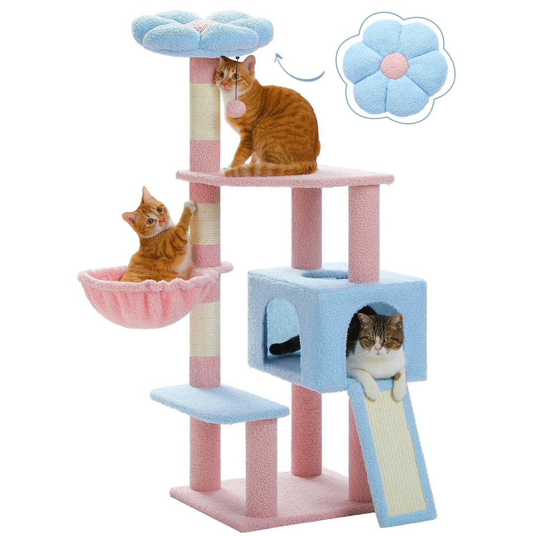 Multi-Level Cat Tree with Scratching Posts and Hammock