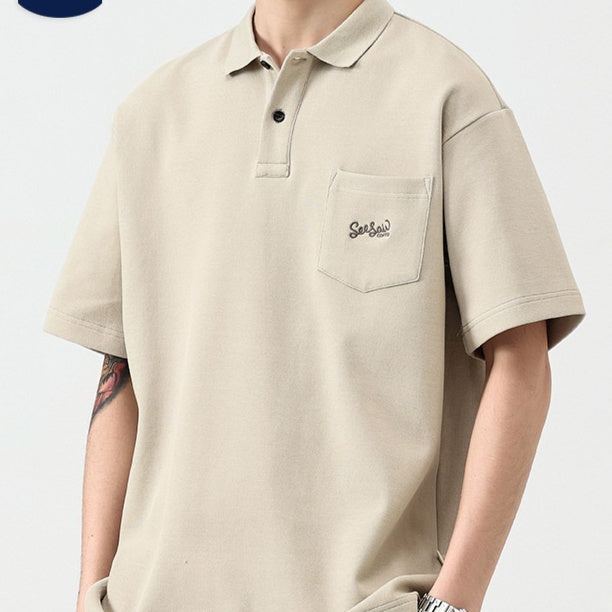 Retro Summer Breathable Lapel Short Sleeve Polo Shirt Men