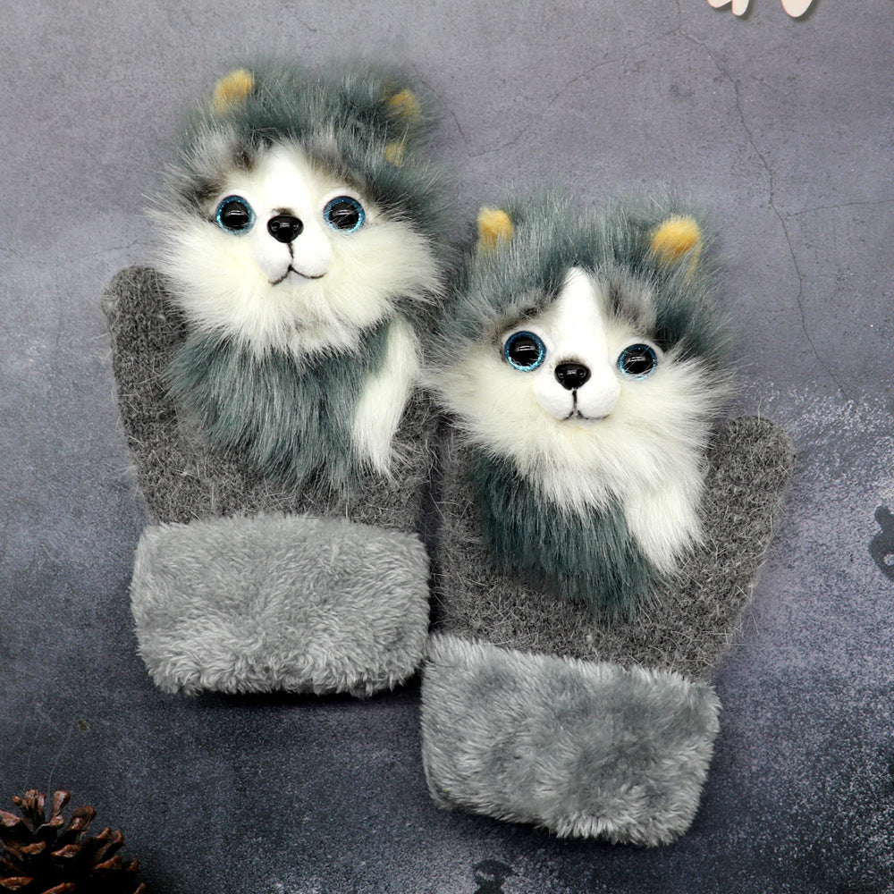 Winter Women's Plush Cartoon Animal Gloves