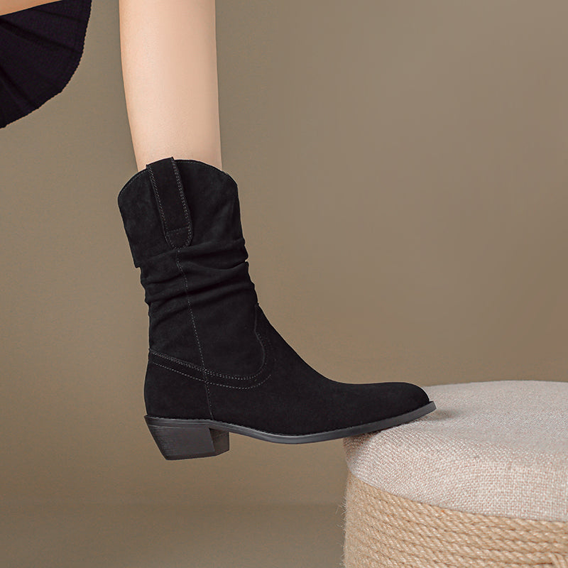 Classic Women's Suede Pointy Toe Ankle Boots