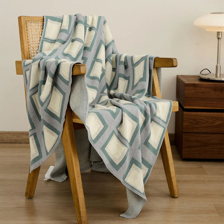 Modern Plaid Knitted Throw Blanket