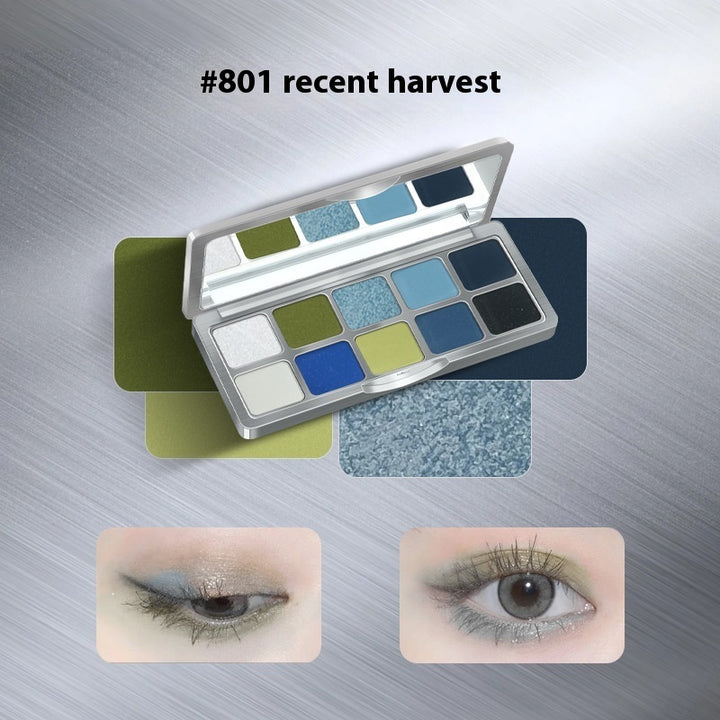 Ten Color Eyeshadow Matte Thin And Glittering Blue Eye Shadow Plate