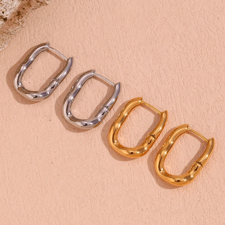 Trendy U-Shaped 18K Gold Plated Stainless Steel Hoop Earrings