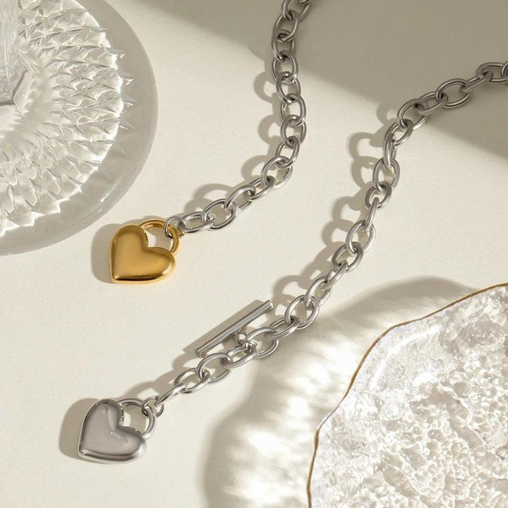 Gold Plated Stainless Steel Heart Pendant Necklace