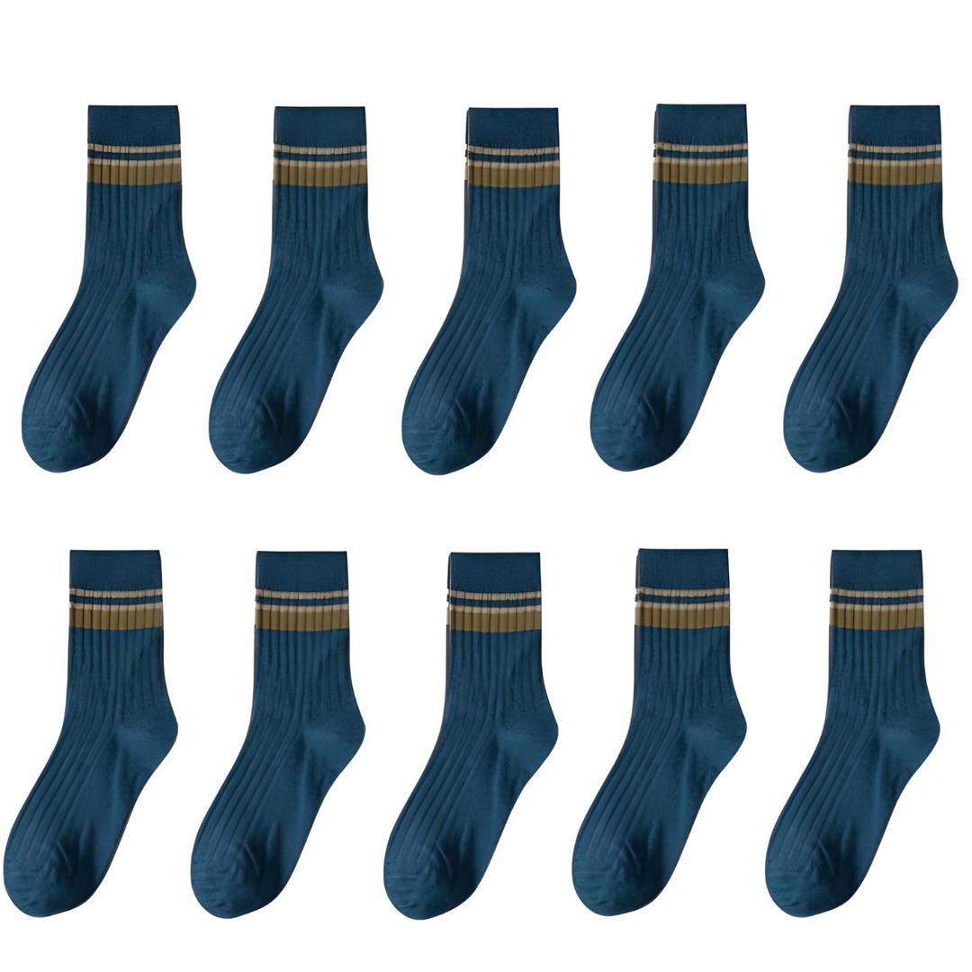 10 Pair Men's Striped Cotton Socks