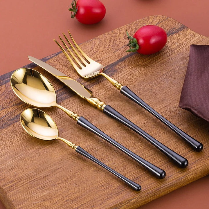 Luxury Black Gold Cutlery Set