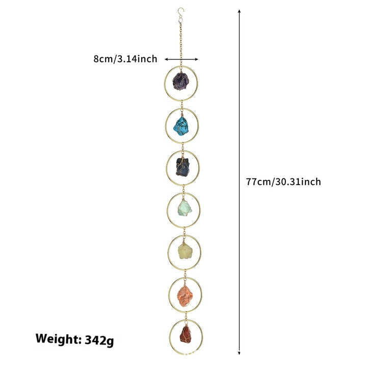 Seven Colors Rough Stone Natural Crystal Energy Stone Sun Catcher Wind Chimes