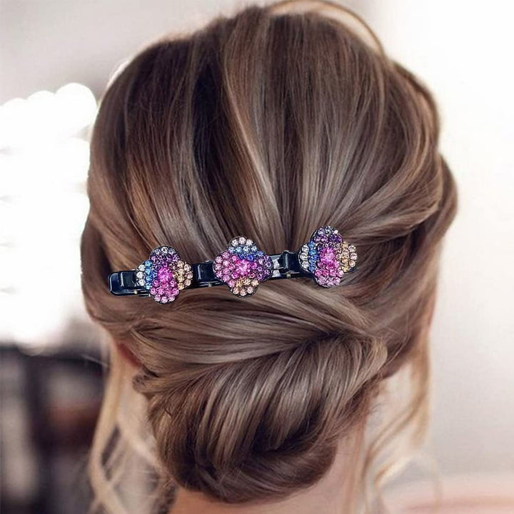Trendy Floral Crystal Braided Hair Clips