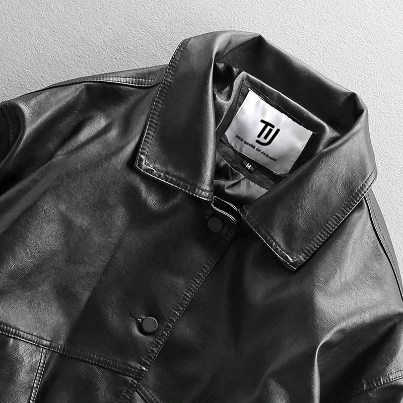 Leather Men's Motorcycle Clothing Youth Pilot Leather Jacket PU Leather