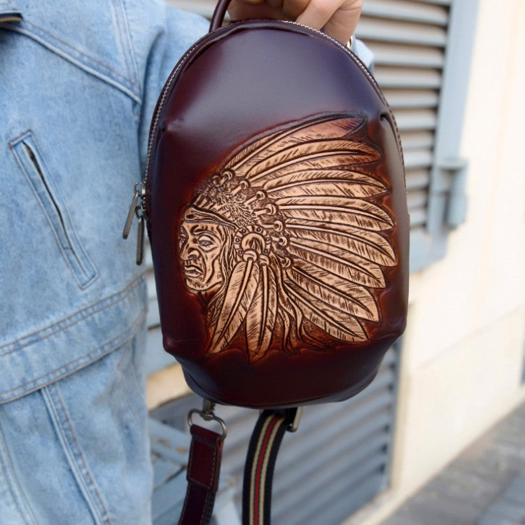 Handmade Vintage Leather Head Layer Cowhide Crossbody Bag