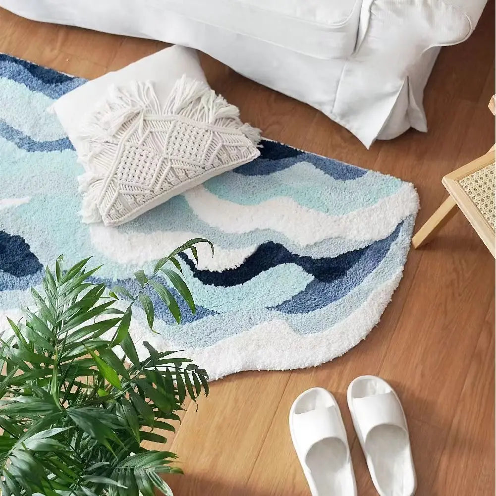 Blue Waves Kids Non-Slip Bedroom Rug