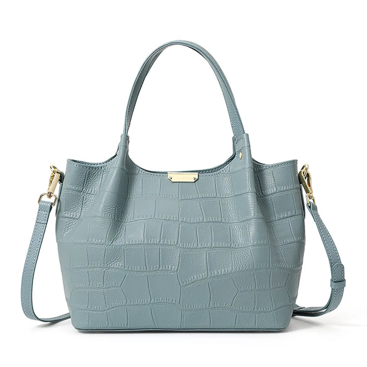 Elegant Crocodile Pattern Leather Handbag for Women - Large Capacity Basket Bag