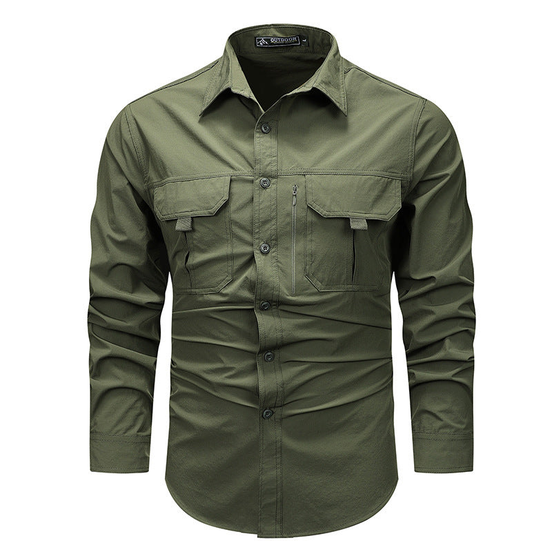 Retro Workwear Shirt Men's Long-sleeved Spring Fashion Brand Casual Overshirt