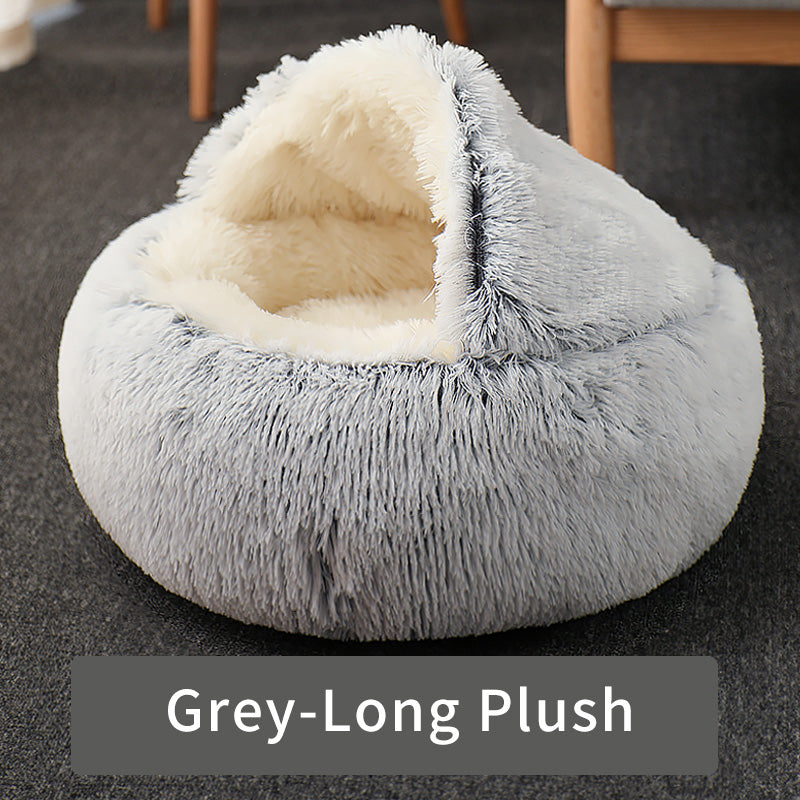 Cozy Round Plush Cat Bed