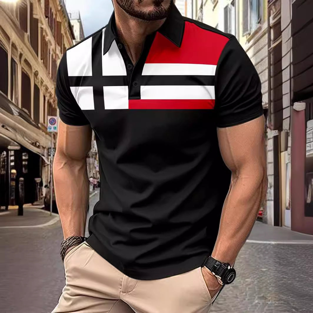 Men's Striped Printed Casual Top