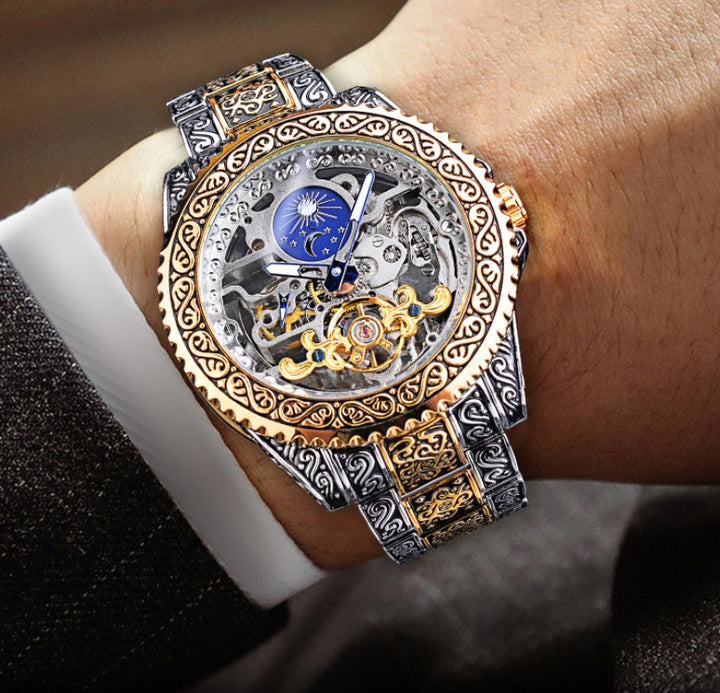 European And American Style Men's Fashion Hollow Retro Carved Automatic Mechanical Watch