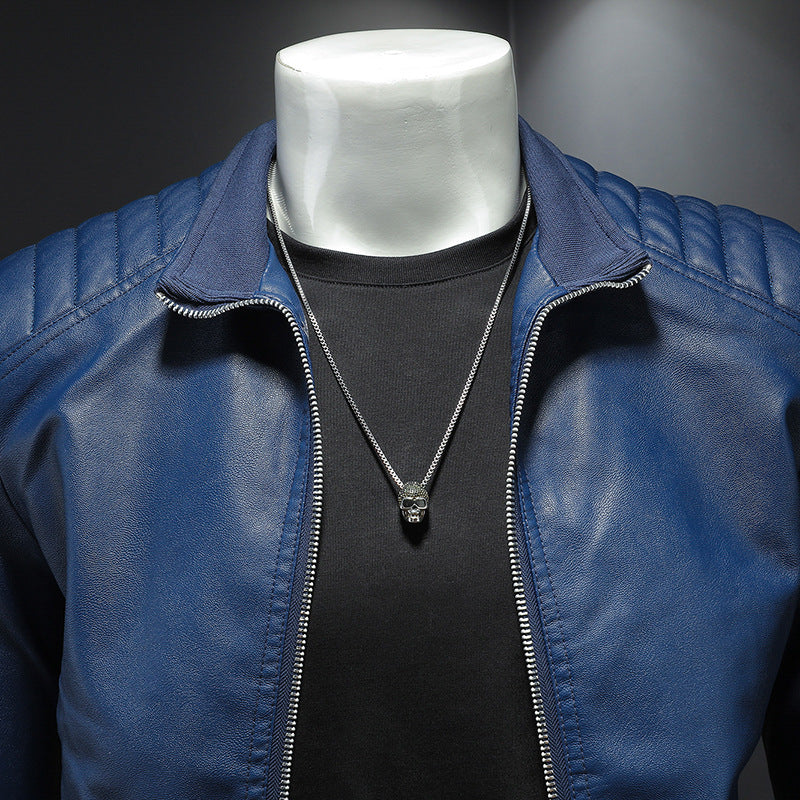 Men's Leather Motorcycle Jacket Thin Coat