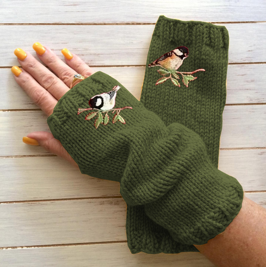 Women's Open Finger Gloves Knitted Warm Half Finger