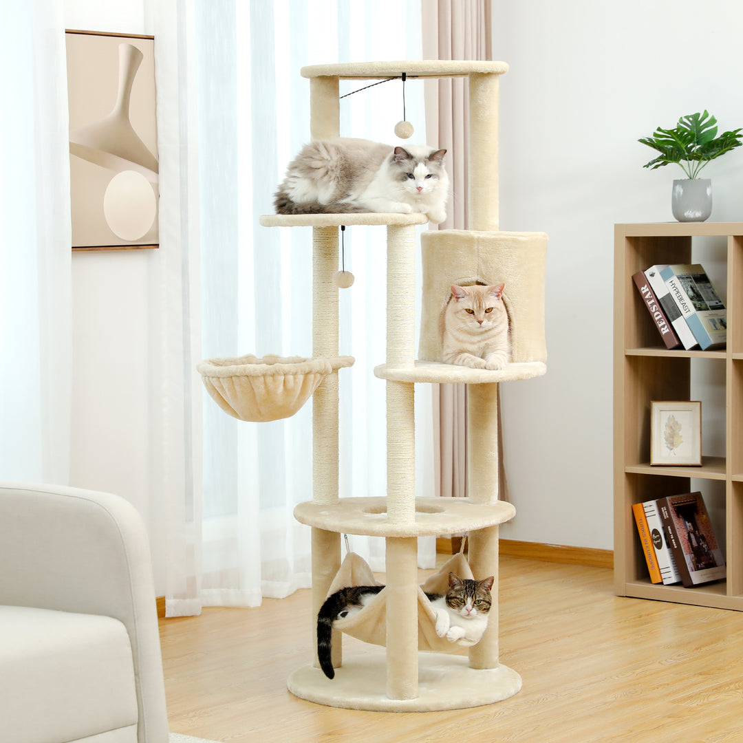 Extra Large Cat Tree Tower with Multiple Condos, Scratching Posts, and Perches