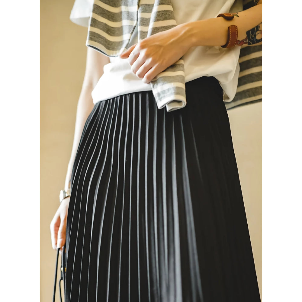 Vintage High Waist Pleated A-line Skirt