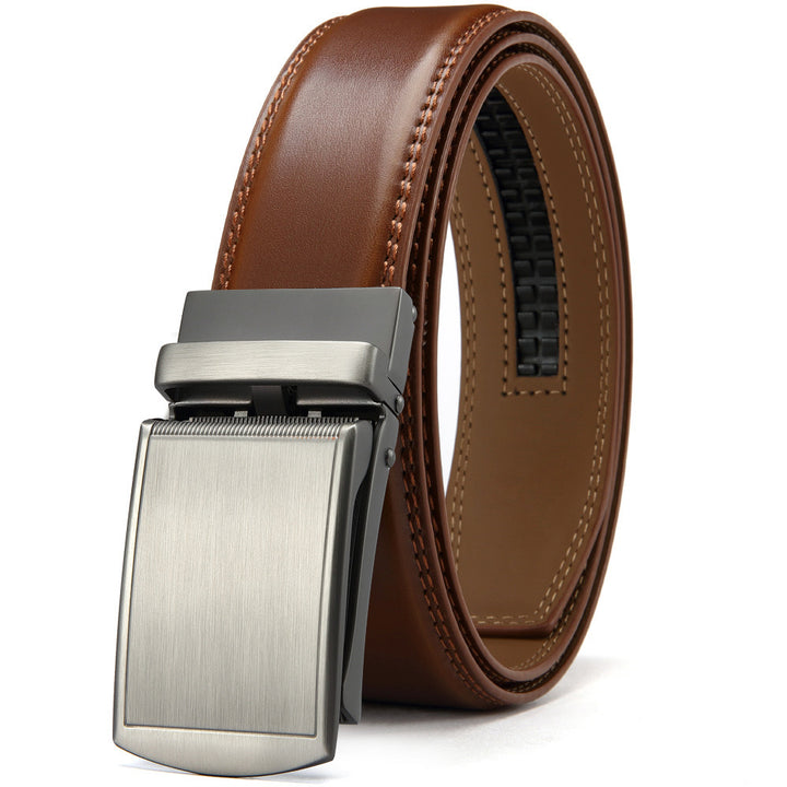 Double-sided Genuine Leather Alloy Grain Reverse Pull Simple Business Casual Pants Belt