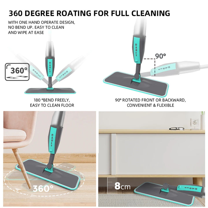 360° Rotating Microfiber Floor Mop with Spray