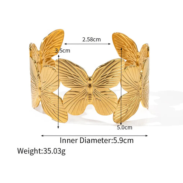 Gold Plated Stainless Steel Butterfly Bracelet