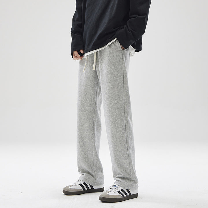 Fashion Brand Draping Effect Straight Gray Sweatpants Men