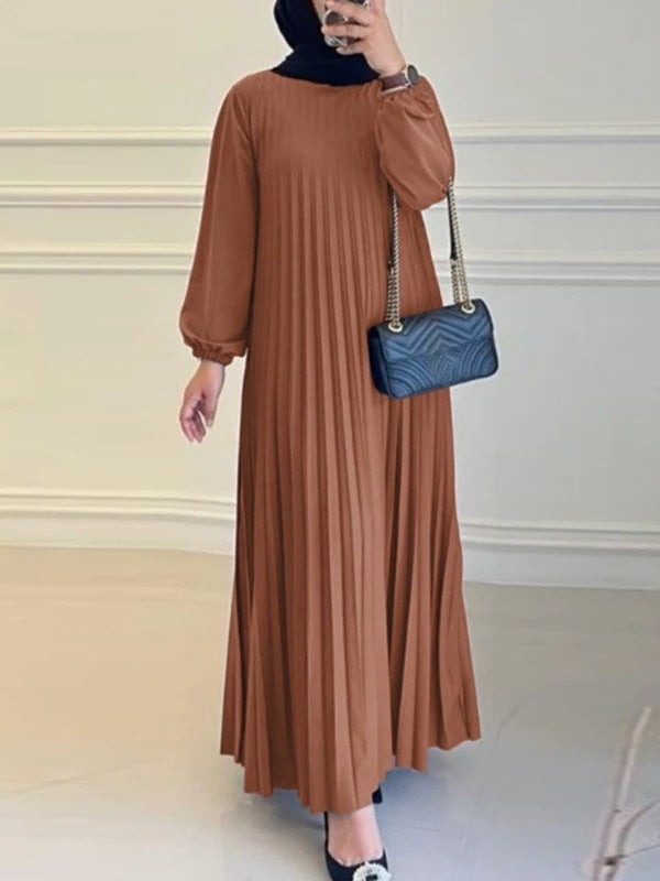 Women's Pleated Long Sleeve Dress