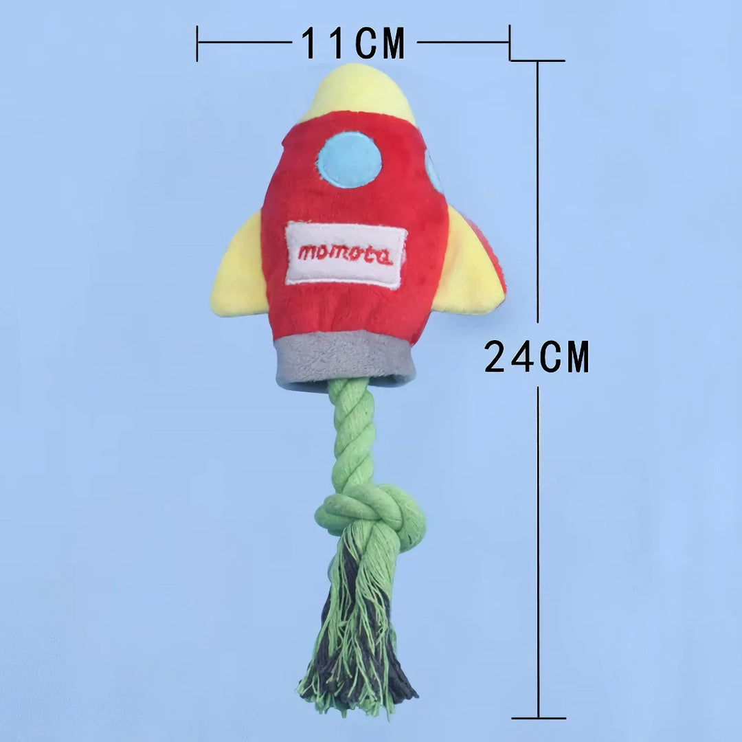 Rocket Shaped Plush Chew Toy for Dogs – Durable Corduroy Bite Resistant Toy