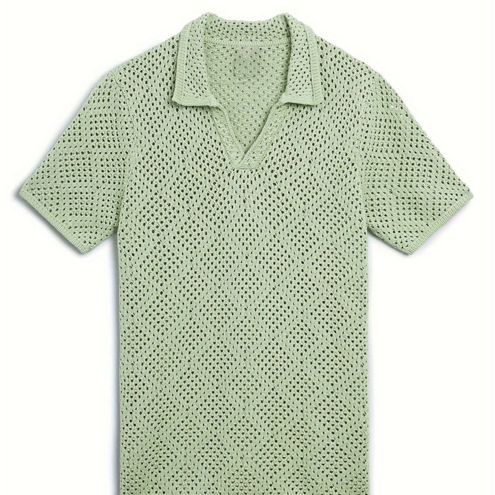 Men's Summer Knitted Short-sleeved Woolen Shirt