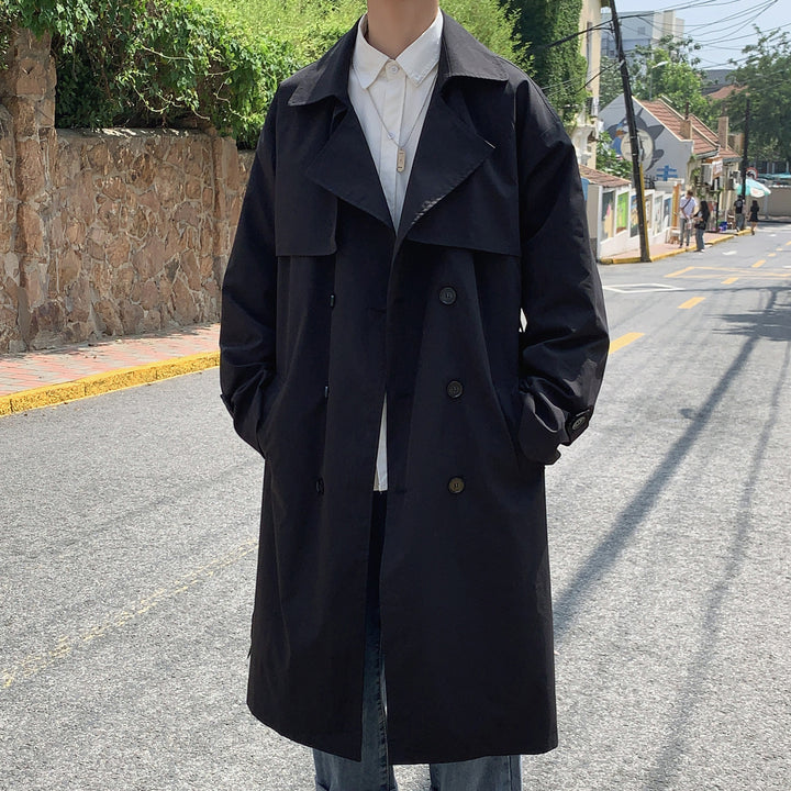 Double Breasted Trench Coat Men's Medium Length