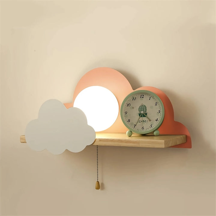 Modern Wall Lamp with Pull Switch - Cloud and Moon Design