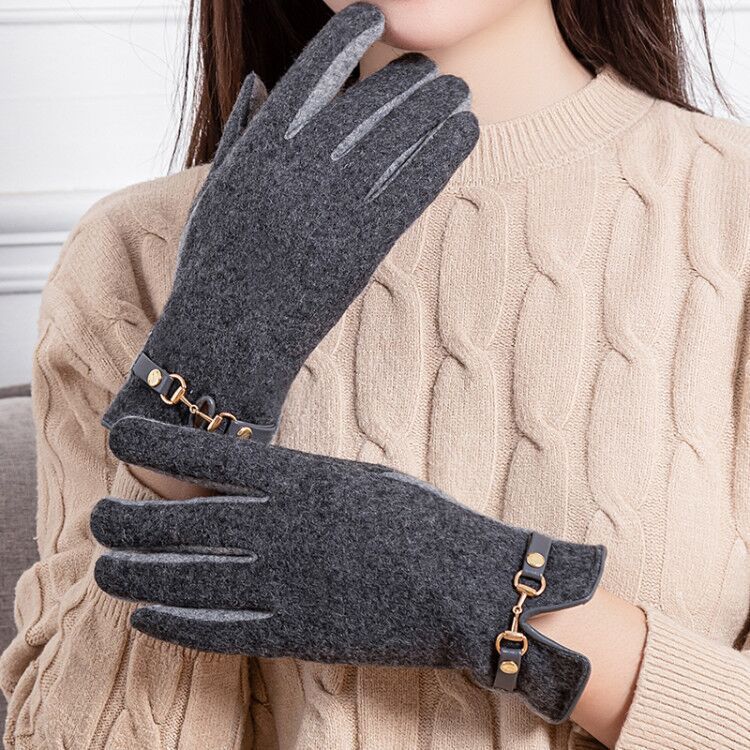 New Women's Autumn And Winter Cashmere Gloves